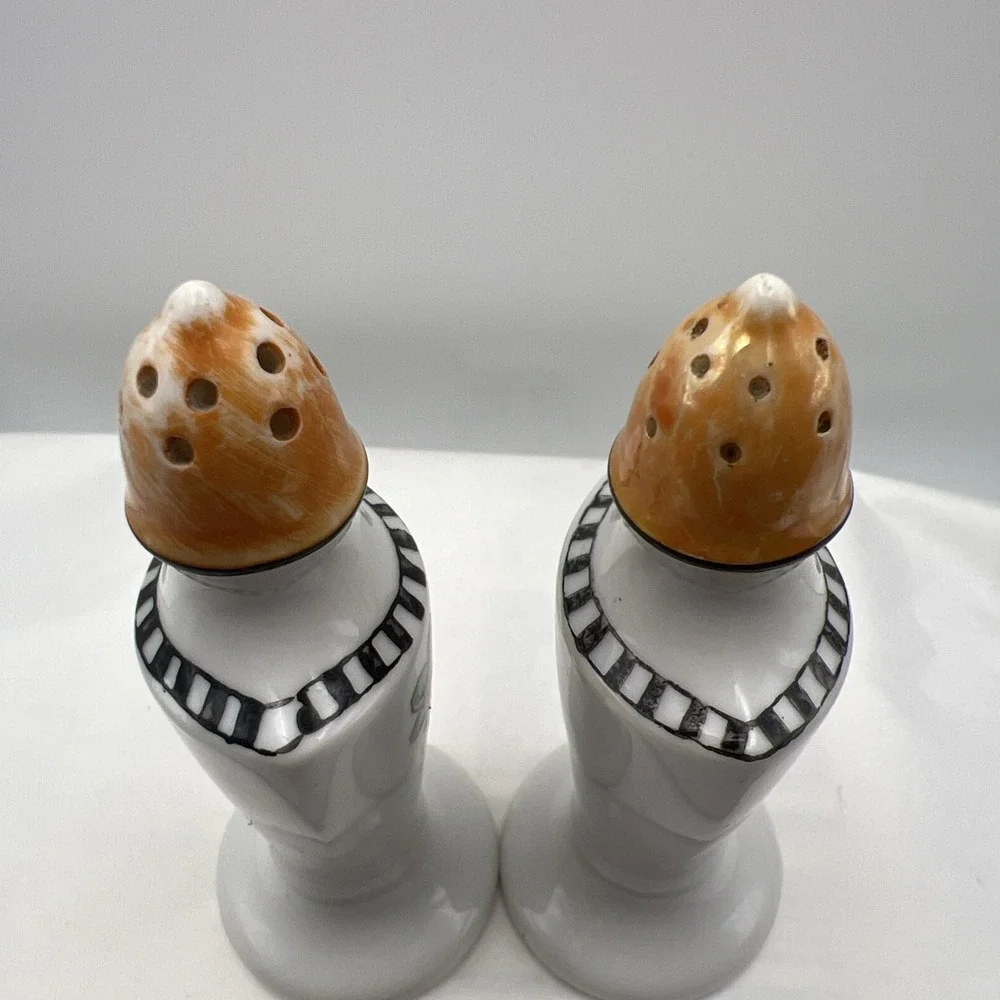 Lusterware Salt & Pepper Shakers Made in Japan Floral w/Decorative Band Vintage